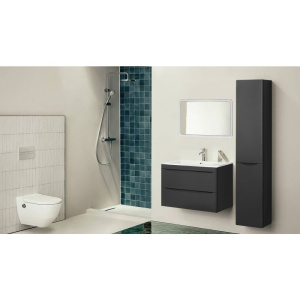 Шкаф-пенал Style Line Бергамо Люкс Plus 30 с бельевой корзиной, антискрейтч черный