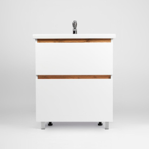 Тумба с раковиной VIANT Мальта 70 напольная, белая, дуб вотан