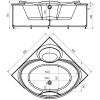 Акриловая ванна Акватек Эпсилон EPS150-0000066 150x150 см, угловая, вклеенный каркас, с экраном, со сливом-переливом, четверть круга