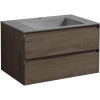 Тумба с раковиной Vincea Luka 80 2 ящика, темный дуб