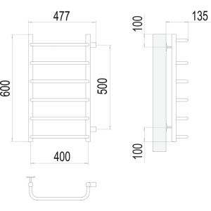 Купить Полотенцесушитель водяной Terminus Стандарт П6 400x600 с боковым подключением 500 в Москве с доставкой Полотенцесушитель водяной Terminus Стандарт П6 400x600 с боковым подключением 500