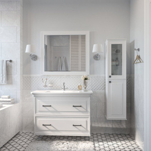 Тумба с раковиной Sanflor Модена 105, подвесная, белая