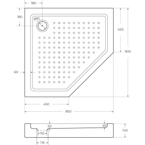 Поддон для душа Cezares Tray TRAY-A-P-90-15-W0 90x90