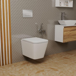 Унитаз подвесной Bauedge Bau Stil Hurricane-2 безободковый, с микролифтом, белый