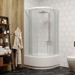 Душевой уголок Parly ZF90 90x90, с поддоном, профиль белый, стекло матовое