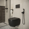 Держатель туалетной бумаги DEKOR BANYO SS 304 Black, черный, с полкой для телефона