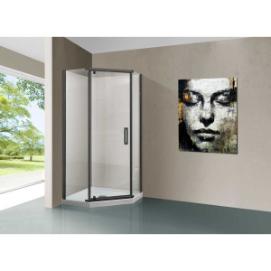 Душевой уголок Vincea Stresa VSP-1S900CLGM 90x90, профиль вороненая сталь, стекло прозрачное