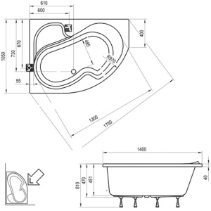 Акриловая ванна Ravak Rosa I 140x105 CI01000000 L белая