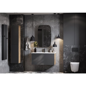 Купить Тумба с раковиной AQUATON Сохо 100 дуб веллингтон, графит софт в Москве с доставкой Тумба с раковиной AQUATON Сохо 100 дуб веллингтон, графит софт