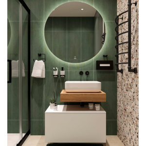 Столешница STWORKI Ольборг 60 дуб французский, без отверстий, с тумбой 80, с раковиной STWORKI Soul 1 белой