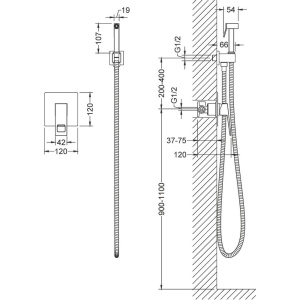 Гигиенический душ Timo Briana 7189/17SM со смесителем, С ВНУТРЕННЕЙ ЧАСТЬЮ, золото матовое