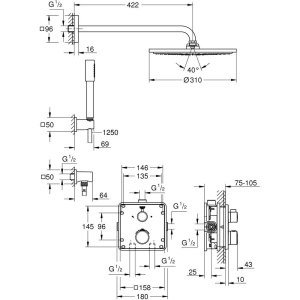 Душевой комплект Grohe Grohtherm 34730000 С ВНУТРЕННЕЙ ЧАСТЬЮ, с термостатом