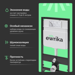 Система инсталляции для унитазов EWRIKA ProLT 0026-2020 с кнопкой смыва 0043 золото матовое