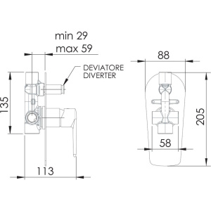 Смеситель для ванны с душем Remer Vanity V09 С ВНУТРЕННЕЙ ЧАСТЬЮ