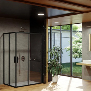 Душевая дверь для уголка Ravak Blix Slim BLSRV2K-120 X1XMG0300Z1 120х120х195 профиль черный/стекло Transparent