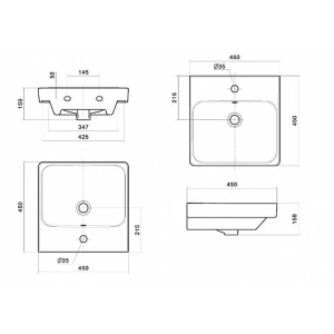 Тумба с раковиной Aquaton Сканди 45 1A2516K0SDB20 белая, дуб верона
