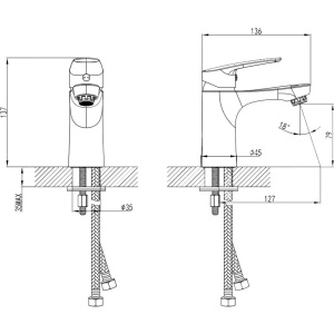 Смеситель для раковины Milardo Horizont HORSB00M01