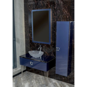 Тумба с раковиной Armadi Art Lucido 100 насыщенный синий, раковина 813, ножки хром