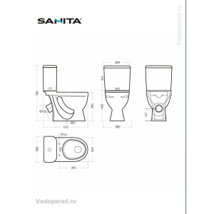 Унитаз-компакт напольный с бачком и сиденьем микролифт Sanita Стандарт WC.CC/Standart/2-DM/WHT.G/S1