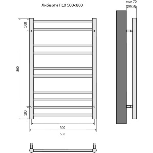 Полотенцесушитель водяной 500x800 Aquatek Либерти AQ RR1080BL черный