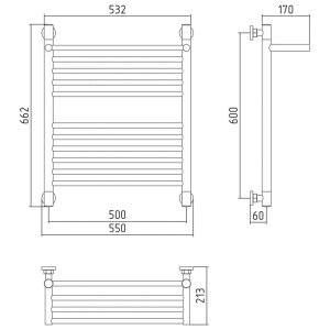 Купить Полотенцесушитель водяной Сунержа Богема + 60х50, с полкой, прямая в Москве с доставкой Полотенцесушитель водяной Сунержа Богема + 60х50, с полкой, прямая