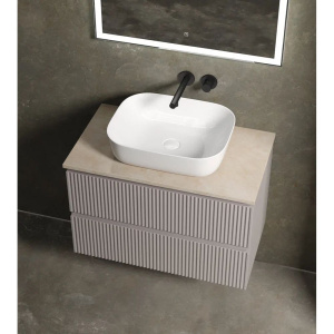 Тумба с раковиной Sancos Snob R 80 см, doha soft, столешница бежевая, раковина CN6008