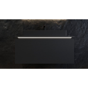 Купить Тумба с раковиной STWORKI Рандерс, 100, антрацит, подвесная, с подсветкой в Москве с доставкой Тумба с раковиной STWORKI Рандерс, 100, антрацит, подвесная, с подсветкой