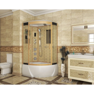 Душевая кабина Niagara Luxe 7712GL золото, с высоким поддоном, с сиденьем