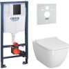 Комплект Унитаз подвесной VitrA Shift 7742B003-0075 белый глянцевый + Крышка Integra Square 191-003-009 с микролифтом + Шумоизоляция Grohe + Инсталляция Solido 38811KF0 3 в 1 с кнопкой смыва