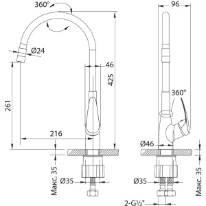 Смеситель для кухни Lemark Linara LM0415C-Gray с гибким изливом