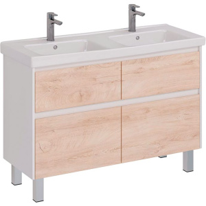 Тумба с раковиной Lemark Combi 125 дуб кантри, белая глянцевая