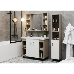 Мебель для ванной Onika Тимбер 100 белая матовая, дуб сонома