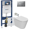 Комплект Унитаз подвесной Bauedge Bau Nimb Hurricane3 безободковый, с микролифтом, белый + Крепления Geberit Duofix 111.815.00.1 к стене + Инсталляция UP 320 111.300.00.5 + Кнопка Sigma 01 115.770.JQ.5 лакированная, матовый хром + Шумоизоляция