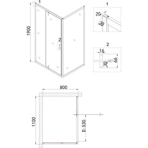 Душевой уголок Niagara Nova NG-83-11AB-A80B 110x80, прямоугольный, черный