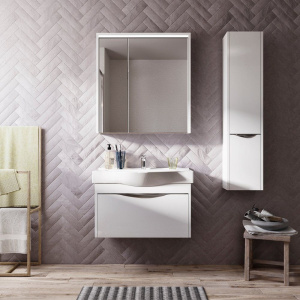 Тумба с раковиной STWORKI Хельсинки 80, подвесная, с накладной раковиной, белая, МДФ