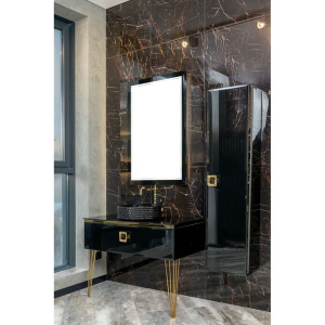 Купить Мебель для ванной Armadi Art Lucido 100 черная глянцевая, раковина 817-B, ножки золото в Москве с доставкой Мебель для ванной Armadi Art Lucido 100 черная глянцевая, раковина 817-B, ножки золото