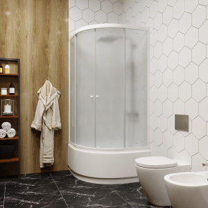 Душевой уголок Parly ZF90 90x90, с поддоном, профиль белый, стекло матовое