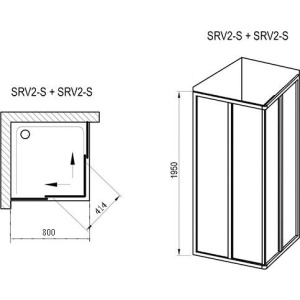 Купить Душевой уголок Ravak Supernova SRV2-80 195 S Transparent, профиль черный в Москве с доставкой Душевой уголок Ravak Supernova SRV2-80 195 S Transparent, профиль черный