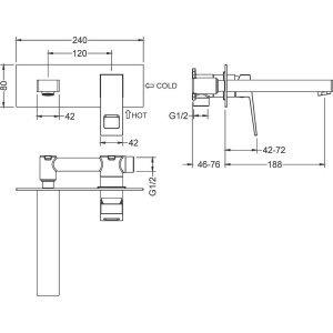 Смеситель для раковины Timo Briana 7171/17SM С ВНУТРЕННЕЙ ЧАСТЬЮ  золото матовое