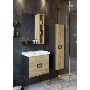 Купить Шкаф-пенал Sanflor Выборг подвесной, дуб крафт золотой в Москве с доставкой Шкаф-пенал Sanflor Выборг подвесной, дуб крафт золотой