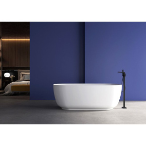 Акриловая ванна Abber AB9260 170x75 см, отдельностоящая, овальная, с каркасом, со сливом-переливом