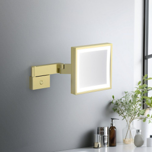 Купить Косметическое зеркало Timo Selene 17074/17 с подсветкой, телескопическое, поворотное, матовое золото в Москве с доставкой Косметическое зеркало Timo Selene 17074/17 с подсветкой, телескопическое, поворотное, матовое золото