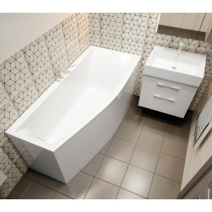 Ванна из искусственного камня Астра-Форм Скат R 170x75 см, с ножками, асимметричная