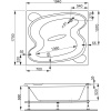 Акриловая ванна Vagnerplast Helios 195x170 см, с каркасом, для двоих