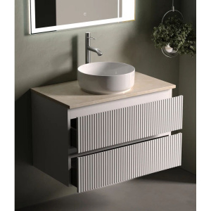 Тумба с раковиной Sancos Snob R 80 см, bianco, столешница бежевая, раковина CN5001