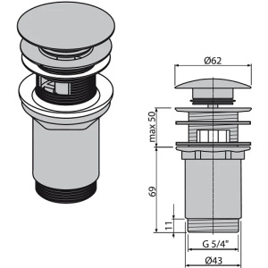 Купить Донный клапан Ravak Runway X01748 Click-Clack черный матовый в Москве с доставкой Донный клапан Ravak Runway X01748 Click-Clack черный матовый