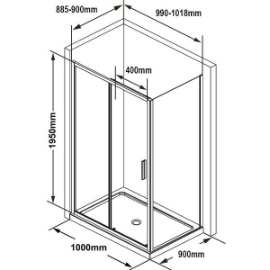 Душевой уголок Ravak Blix Slim BLSDP2 100x90, профиль черный