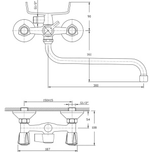 Смеситель для ванны с душем Rush Pioneer PI7950-51 универсальный, хром
