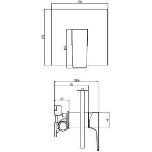 Смеситель для душа Villeroy & Boch Architectura Square TVS125002000K5 черный матовый