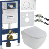 Комплект Унитаз подвесной Cezares Stylus + Крышка CZR-2316-SC с микролифтом + Инсталляция Geberit Duofix UP 320 111.300.00.5 + Кнопка Sigma 01 115.770.11.5 белая + Крепления 111.815.00.1 к стене + Шумоизоляция